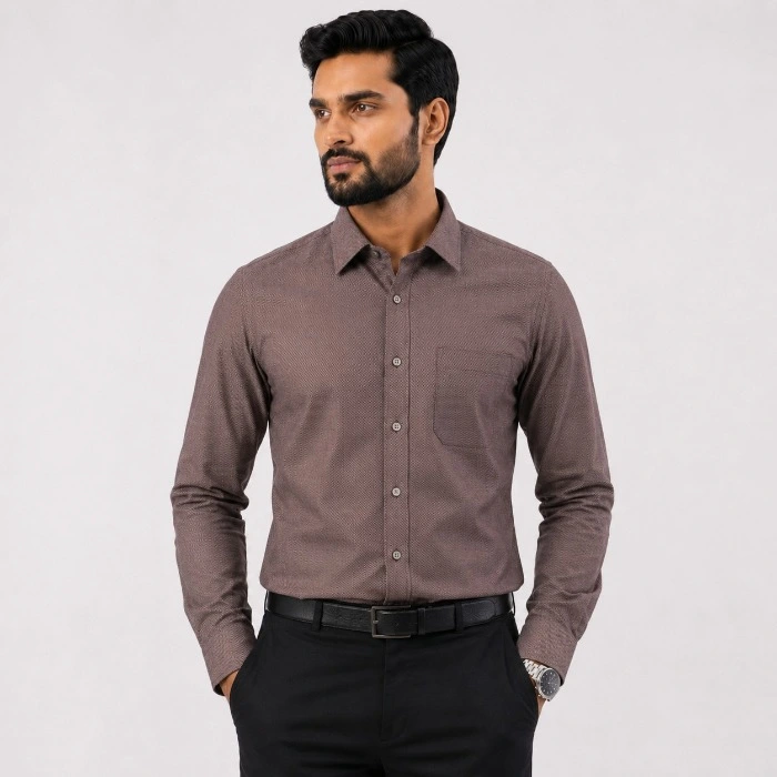 Signature Mens Slim Fit Dark Maroon Formal Shirt